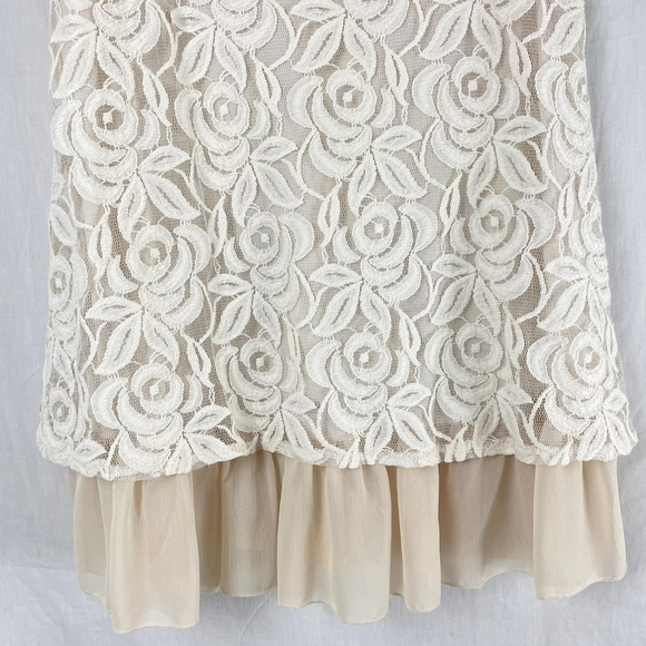 Pretty Angel Cream Beige Lace Overlay Mini Dress - Picture 10 of 12